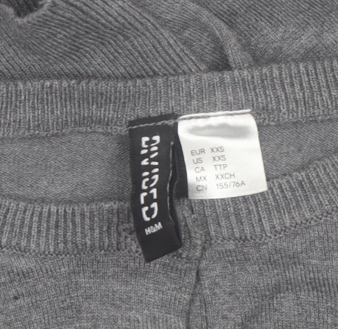 H&M Divided Womens Grey Knit Long Sleeve Cardigan 2XS Slim Fit