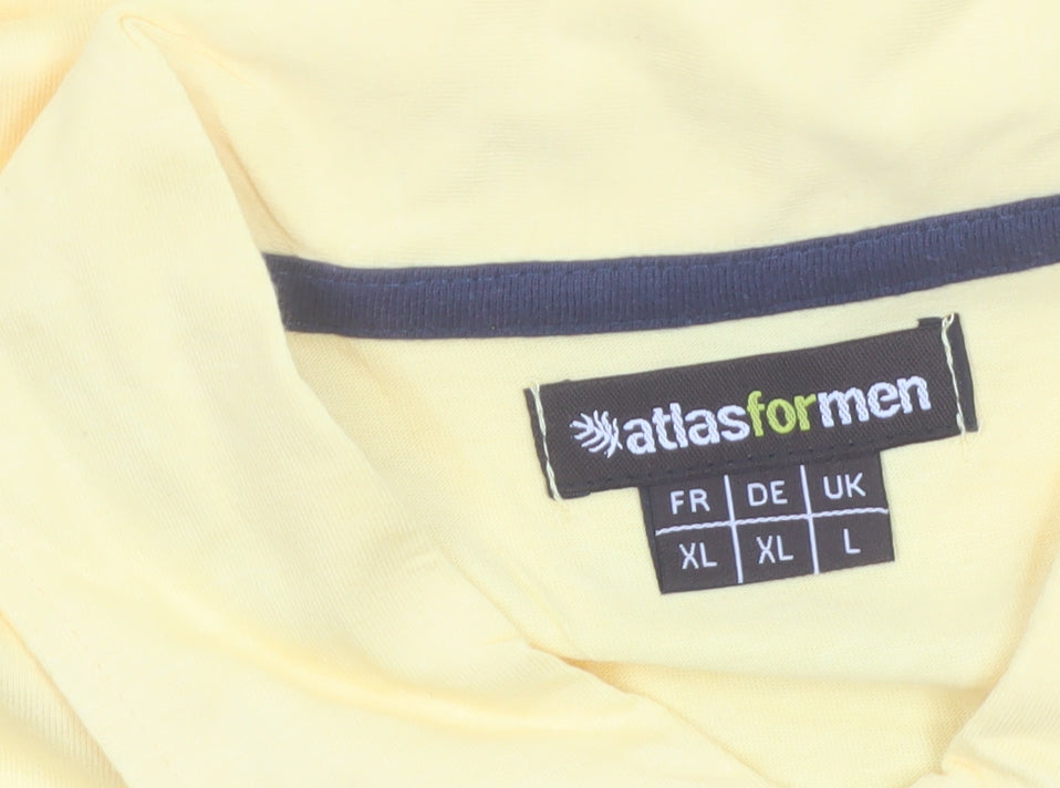 Atlas for Men Yellow Cotton Short Sleeve Polo Shirt L Regular Fit