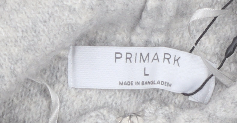 Primark Men’s Grey Wool Blend Zip Hooded Jumper Size L
