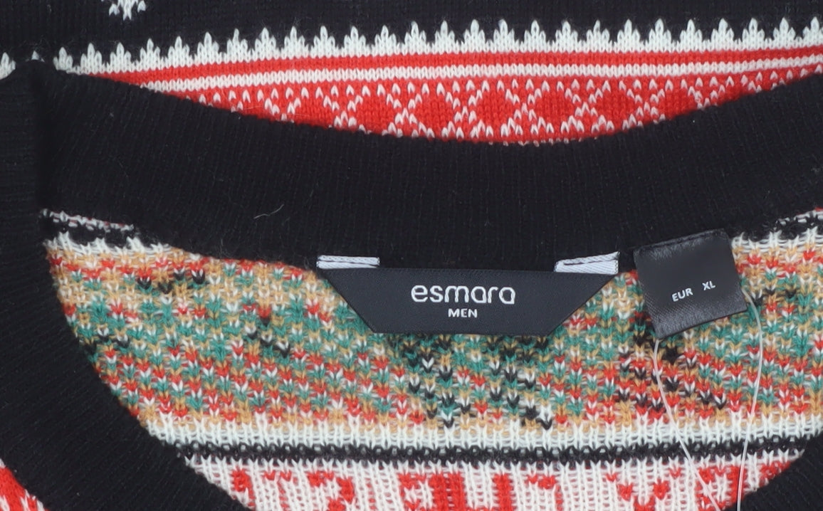 Esmara Men Black Christmas Fair Isle Acrylic Pullover Jumper XL