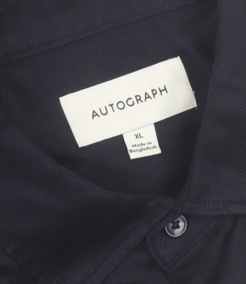Marks and Spencer Autograph Men's Blue XL Lyocell Long Sleeve Button-Up Shirt