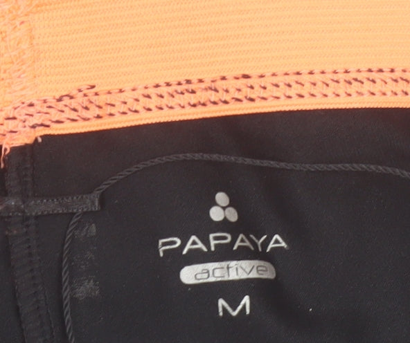 Papaya Active Black Orange Trim Women's M Leggings Polyester Elastane