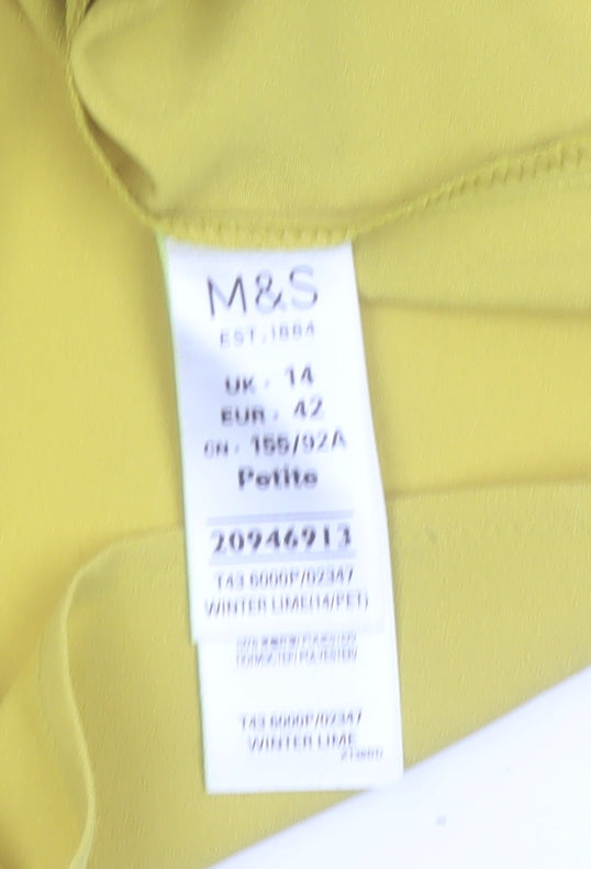 Marks & Spencer Women Petite Yellow Ruffle Blouse Size 14