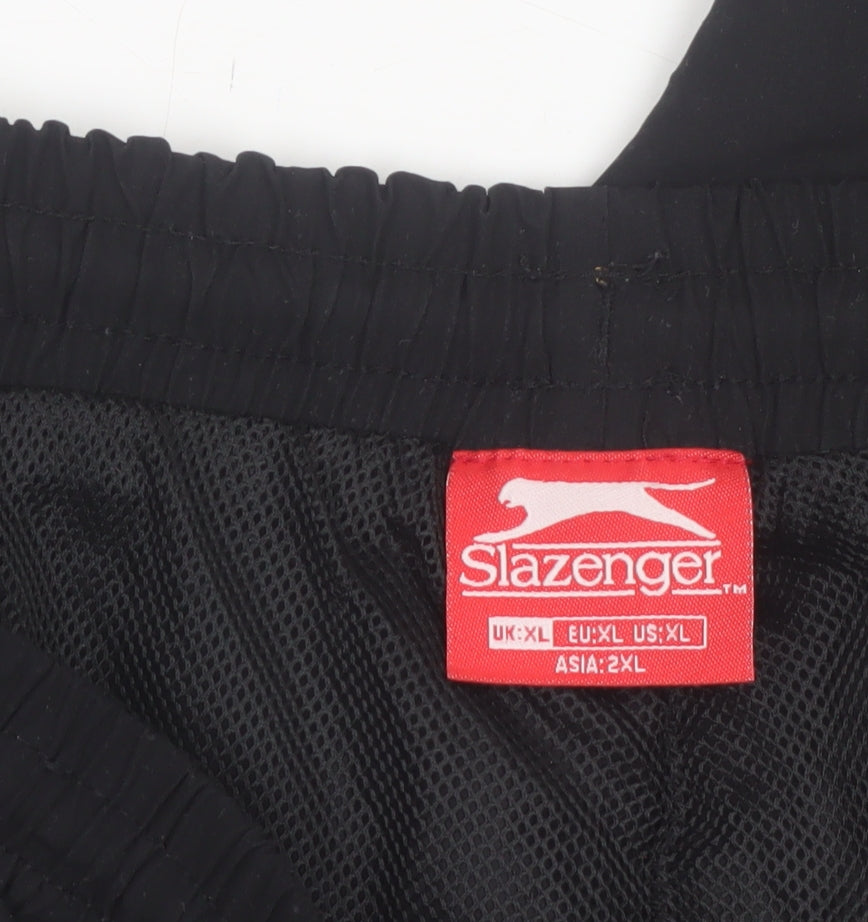 Slazenger Men Black XL Jogger Sweatpants Polyester Elastic Waist