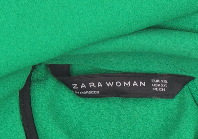 Zara Woman Green High Neck Bow Sleeveless Blouse Size 18