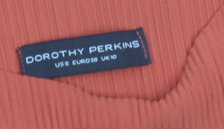 Dorothy Perkins Women’s Orange Pleated Basic T-Shirt UK 10