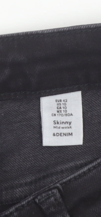 H&M Mens Black Skinny Mid Waist Stretch Denim Jeans M