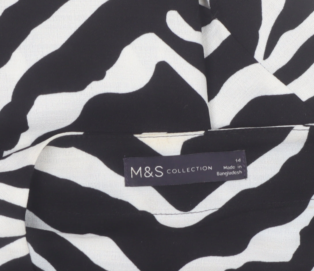 Marks & Spencer Girls Black White Zebra Print Long Sleeve Blouse Size 14