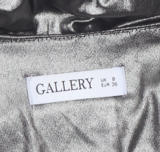 Gallery Women Silver Size 8 Wrap Mini Party Dress