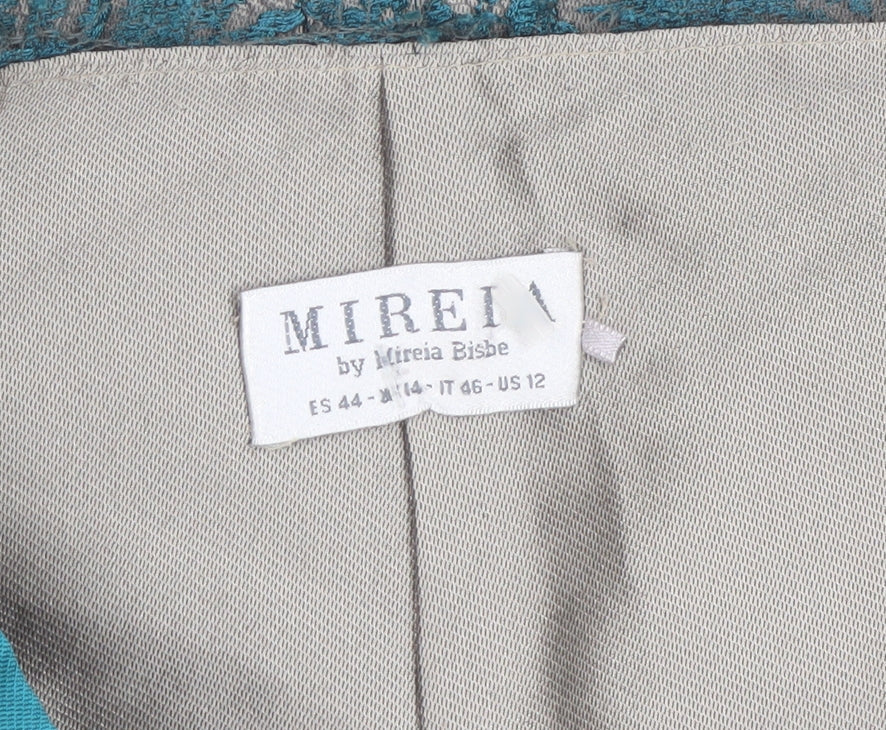 Mireia Bisbe Women Blue Lace Sheath Dress Size 14 Formal