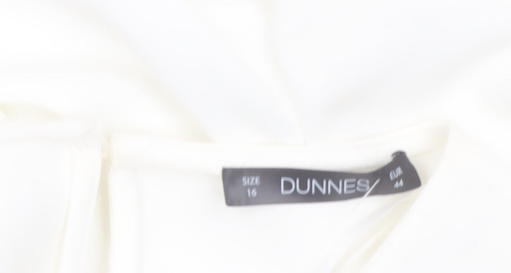 Dunnes Women Ivory Long Sleeve Woven Blouse Size 16