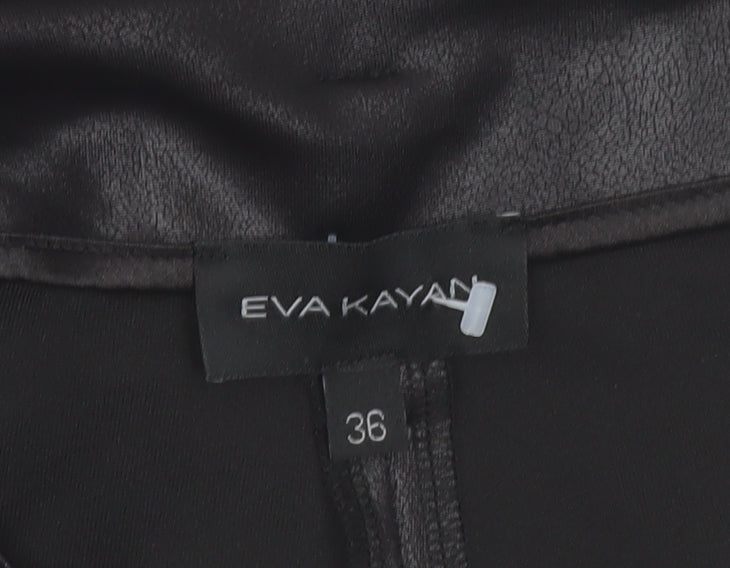 Eva Kayan Women's Black Faux Leather Pleated Tapered Trousers Size 8