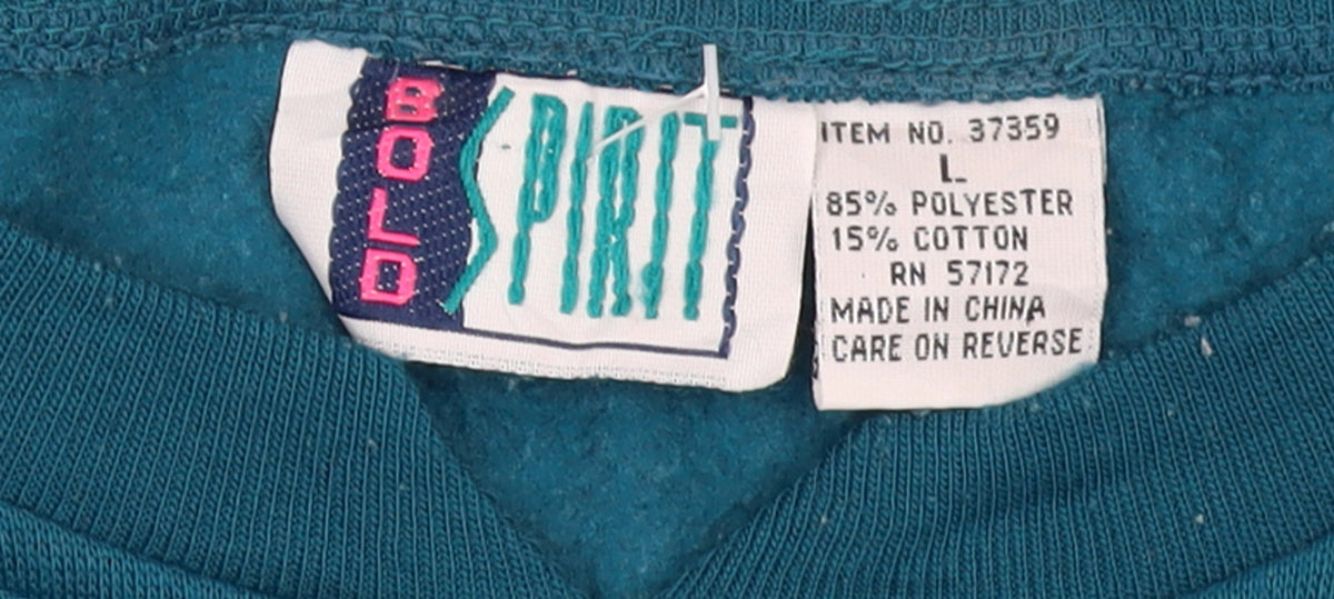 Bold Spirit Women Teal Embroidered Pullover Sweatshirt Size L