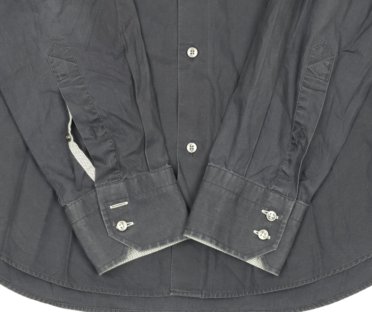 Hugo Boss Men's Blue Regular Fit Easy Iron Cotton Shirt Size 15.5