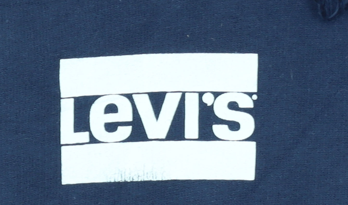 Levi's Women's Navy Blue Pullover Hoodie L Cotton Logo Casual