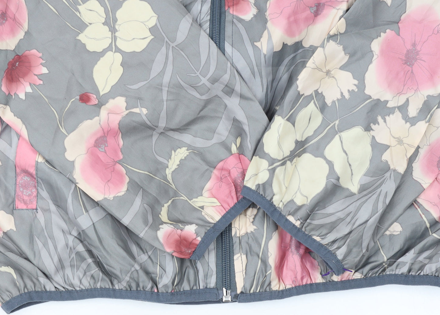 Miss London Womens Grey Floral Hooded Rain Jacket XL
