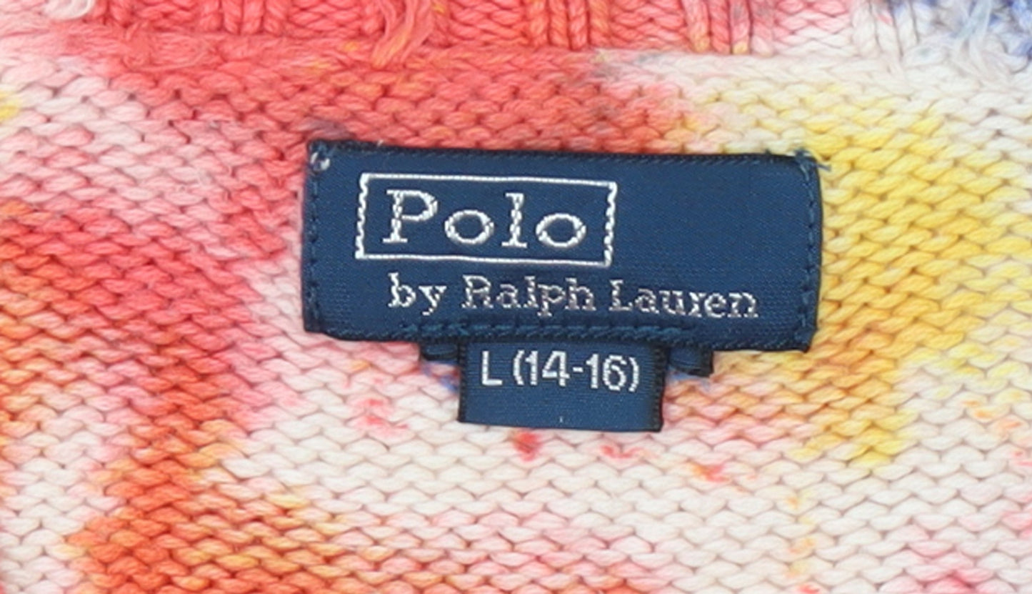 Ralph Lauren Girls Multicoloured Tie-Dye Cotton Pullover Jumper Size 14-16 L