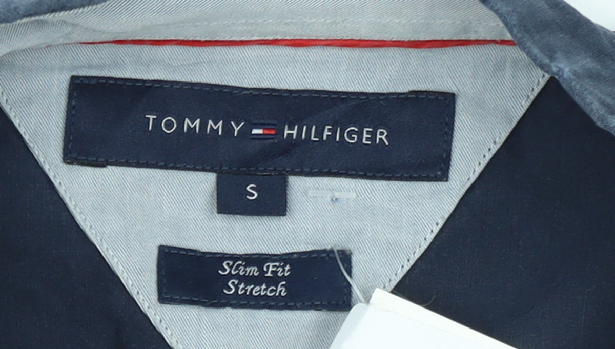 Tommy Hilfiger Men's Blue Slim Fit Stretch Button-Up Shirt S