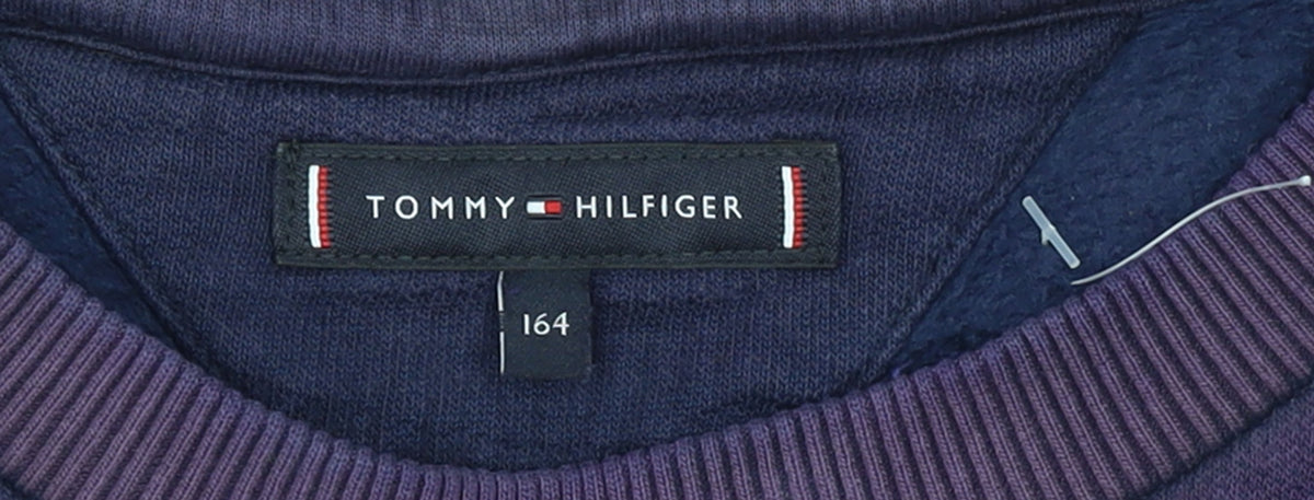 Tommy Hilfiger Girls Purple Crew Neck Pullover Sweatshirt Size 164
