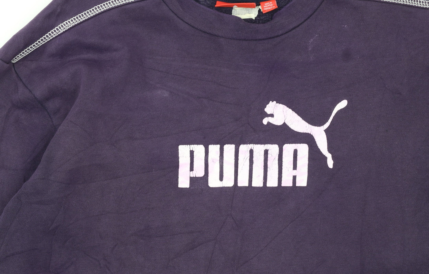 Puma Women Purple Pullover Sweatshirt Size 16 Logo Print