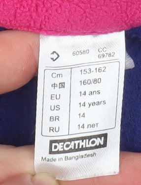 Decathlon Girls Blue Fleece Half Zip Pullover Sweatshirt Size 14 Years