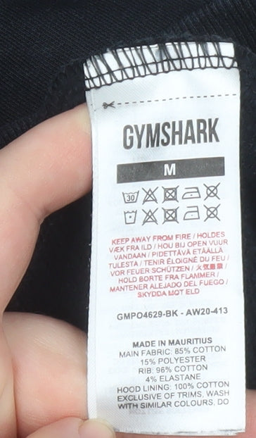 Gymshark Men Black Pullover Hoodie M Regular Fit Logo Fleece