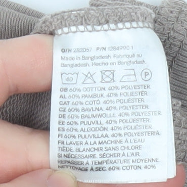H&M Womens Beige Crew Neck Pullover Sweatshirt Size 12 Cotton Blend