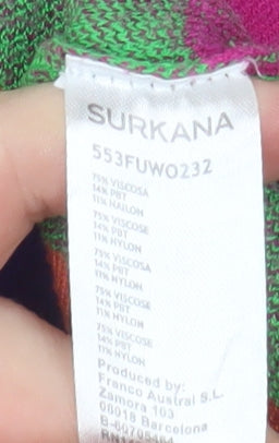 Surkana Women's Multicoloured Striped Crew Neck Pullover Jumper XS