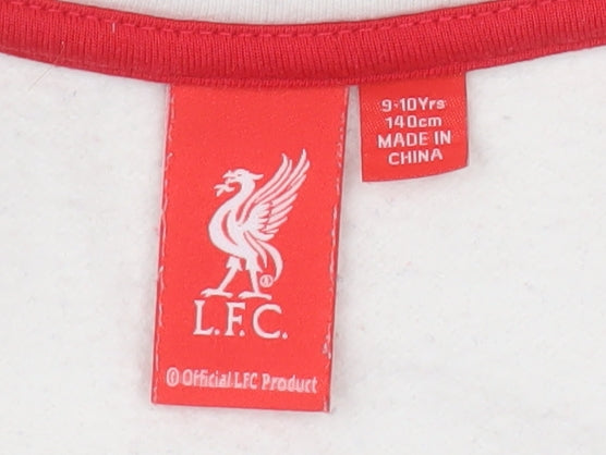 Liverpool FC Boys White Grey 1/2 Zip Sweatshirt 9-10 Years Lined Cotton Blend