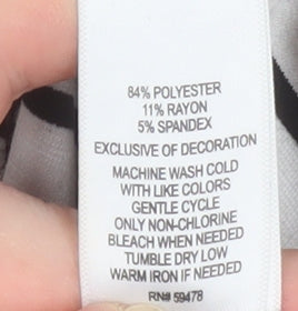 Kenar Women Black White Striped Shift Dress Size 14 3/4 Sleeve