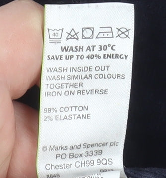 Marks and Spencer Women’s Blue Corduroy Straight Leg Trousers UK 12