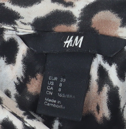 H&M Women’s Leopard Print Chiffon Button-Up Shirt Size 12