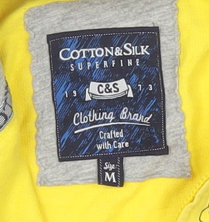 Cotton & Silk Women Yellow Hooded Full Zip Jacket Size M
