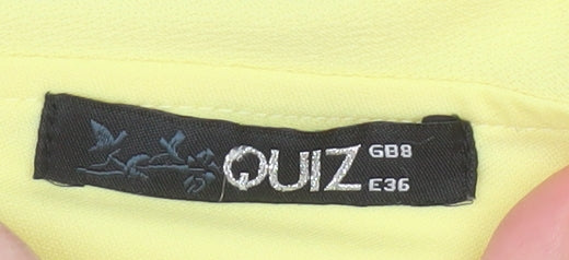 Quiz Women’s Yellow Wrap Blouse Size 8 Short Sleeve V-Neck Lightweight