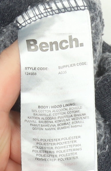 Bench Women's Grey Pullover Hoodie UK 12 Medium Embroidered Logo