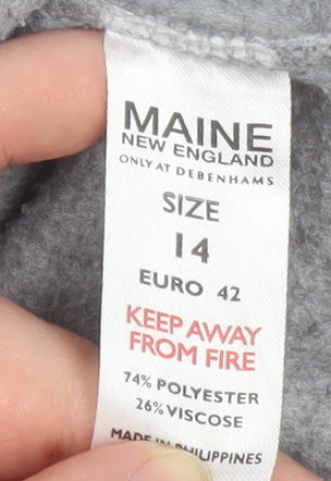 Maine New England Women's Grey Collared Pullover Sweatshirt Size 14