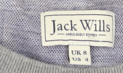 Jack Wills Womens Grey Blue Checked Pullover Sweatshirt UK 8