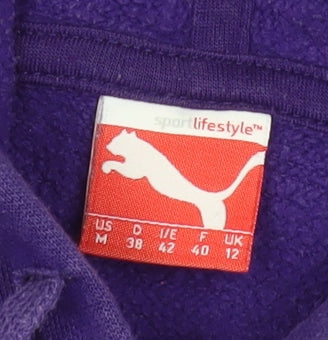 Puma Womens Purple Pullover Hoodie UK 12 Cotton Blend Lined