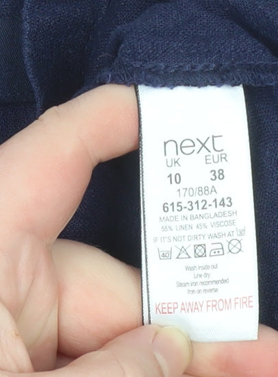 Next Women's Blue Linen Viscose Sleeveless Blouse UK 10