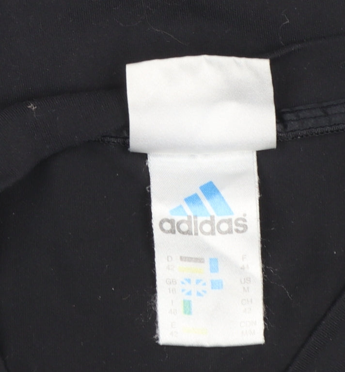 Adidas Womens Black Long Sleeve V-Neck Slim Fit Activewear Top Size 16