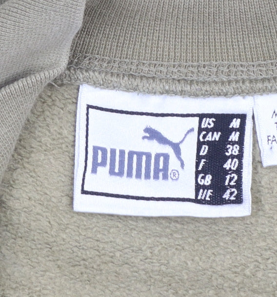 Puma Women Khaki 1/4 Zip Sweatshirt Size 12 Cotton Blend
