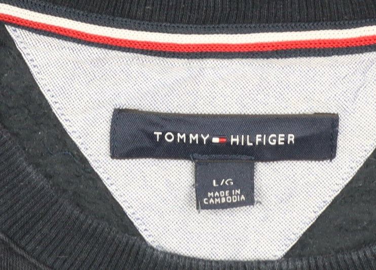 Tommy Hilfiger Men’s Navy Blue Logo Crew Neck Sweatshirt L