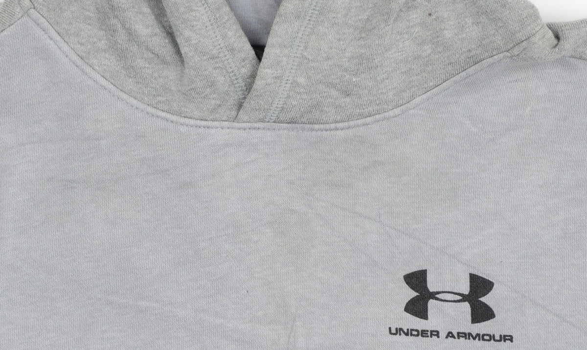 Under Armour Boys Grey XL Pullover Hoodie with Logo ColdGear Fleece