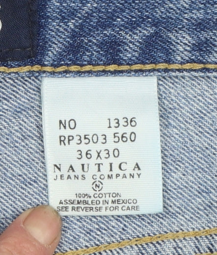 Nautica Mens Blue Straight Leg Denim Jeans 36x30 Regular Fit