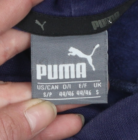 Puma Men's Blue Pullover Hoodie S Regular Fit Logo Sportswear