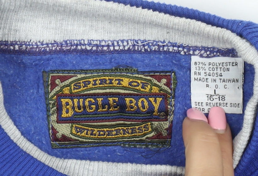 Bugle Boy Boys Blue Colourblock Crew Neck Sweatshirt Size 16-18 L