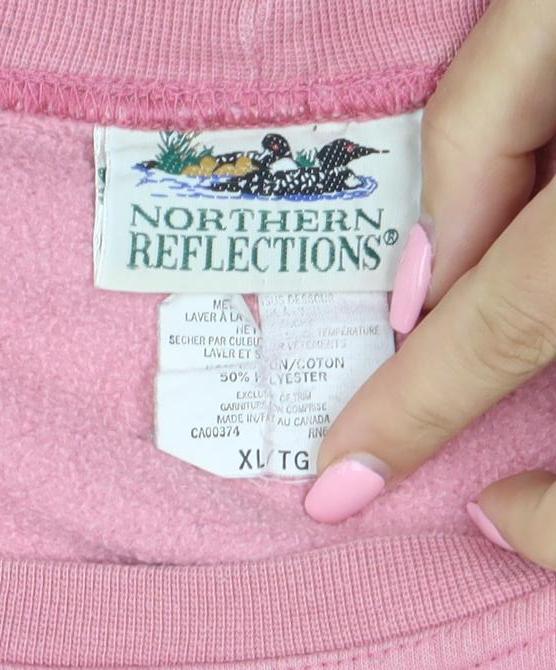 Northern Reflections Women Pink XL Pullover Sweatshirt Cotton Blend