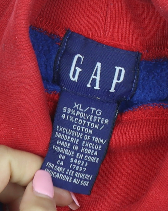 Gap Boys Red Blue XL Pullover Sweatshirt with Embroidered Ski Logo