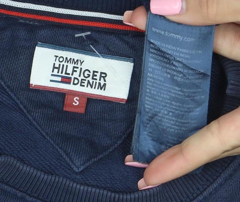 Tommy Hilfiger Men Blue S Pullover Crew Neck Graphic Sweatshirt