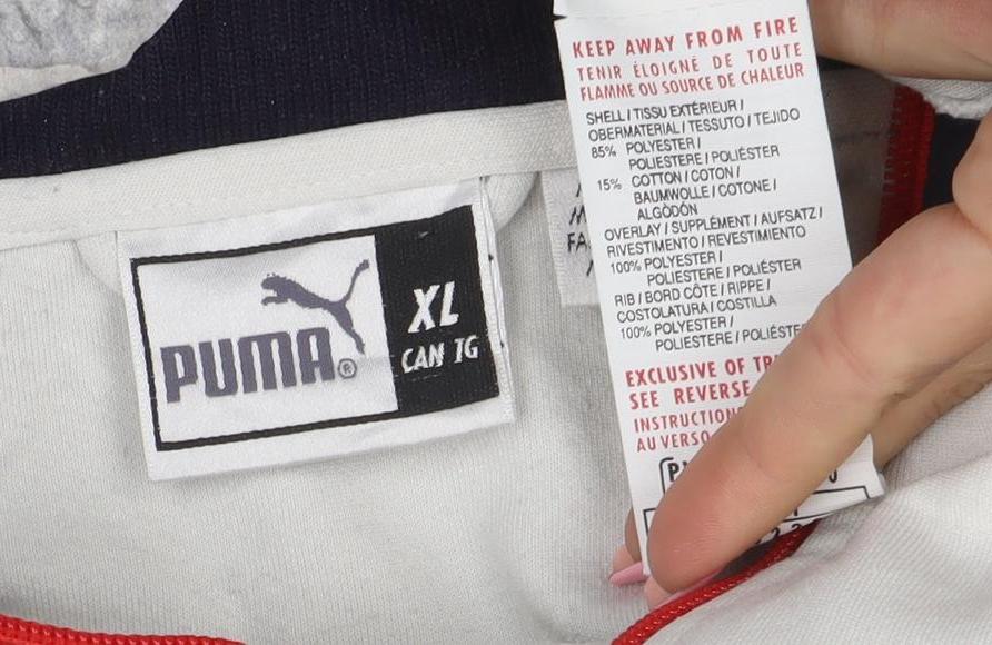 Puma Men's XL White Full Zip Sweatshirt with Red Trim
